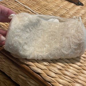 White beaded shoulder bag